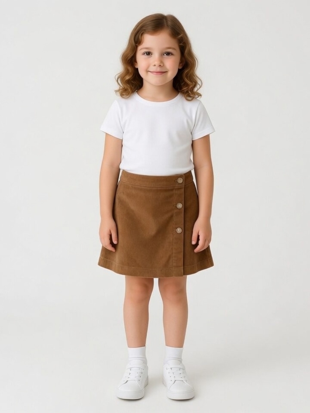 NWT Andy & Evan Tan Corduroy Skirt with Button Detail (Size:10)
